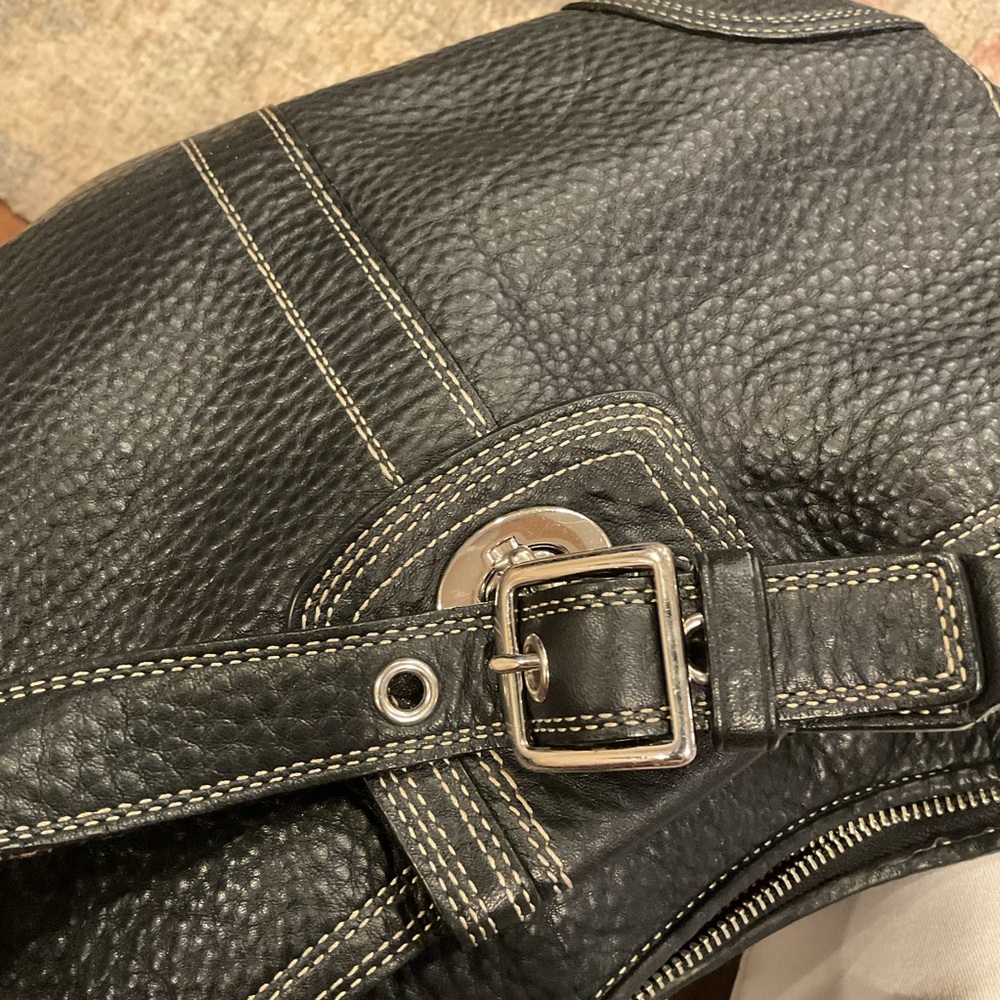 Vintage Coach Black HAMILTON Pebbled Leather Shoulder bag - Picture 9 of 10